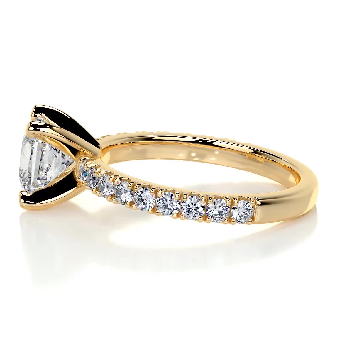 1.07 Carat Princess Cut Pave Moissanite Engagement Ring