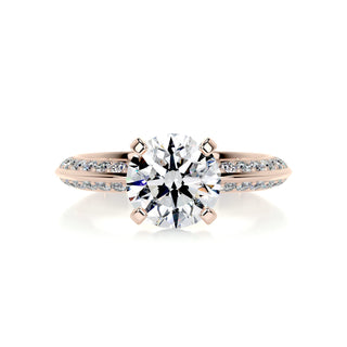 2.0 Carat Round Cut Unique Pave Moissanite Engagement Ring