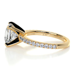 2.80 Carat Princess Cut Moissanite Pave Engagement Ring In 18K Solid Gold