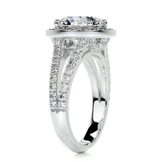 2.75 Carat Round Cut Moissanite Halo Style Twisted Engagement Ring