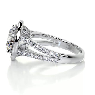 2.75 Carat Round Cut Moissanite Halo Style Twisted Engagement Ring