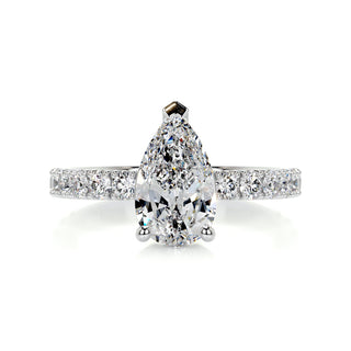 1.5 Carat Pear Cut Pave Moissanite Engagement Ring