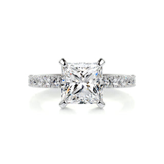 2.50 Carat Princess Cut Pave Moissanite Engagement Ring