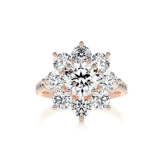 1.0 Carat Round Cut Flower Style Halo Moissanite Engagement Ring