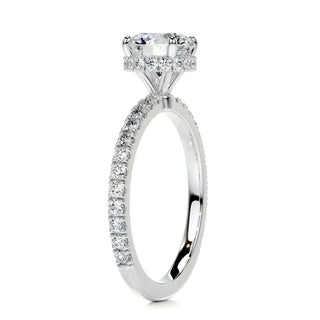 1.0 Carat Round Cut Hidden Halo Moissanite Engagement Ring