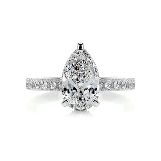 1.5 Carat Pear Hidden Halo Moissanite Engagement Ring