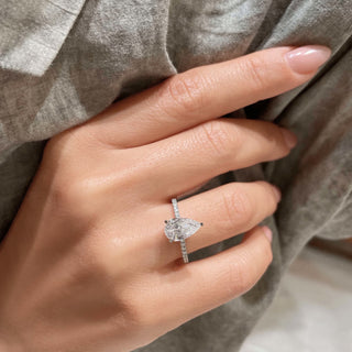 1.5 Carat Pear Hidden Halo Moissanite Engagement Ring