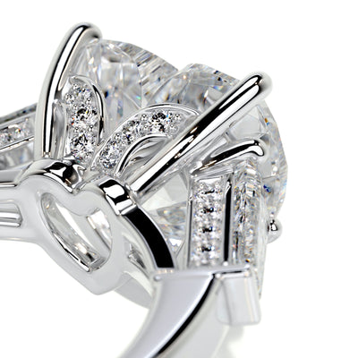 3.0ct Heart Cut Moissanite Three Stone Diamond Engagement Ring In 18K Gold