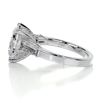 3.0ct Heart Cut Moissanite Three Stone Diamond Engagement Ring In 18K Gold