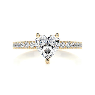 1.0 Carat Heart Cut Pave Moissanite Engagement Ring