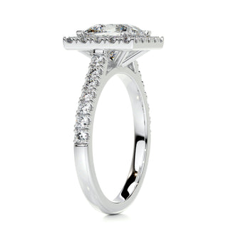 2.0 Carat Princess Cut Halo Moissanite Engagement Ring