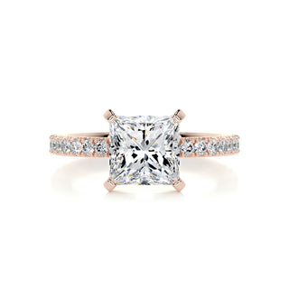 2.0 Carat Princess Cut Pave Moissanite Engagement Ring