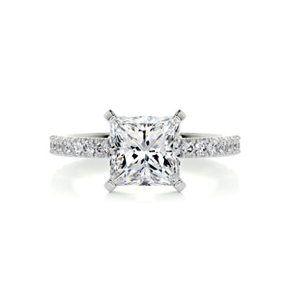 2.0 Carat Princess Cut Pave Moissanite Engagement Ring