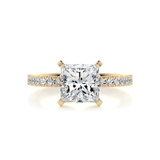 2.0 Carat Princess Cut Pave Moissanite Engagement Ring