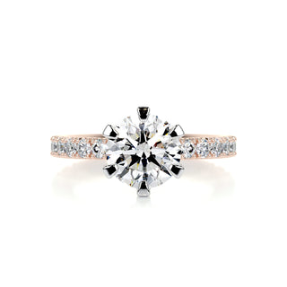 1.5 Carat Round Cut Pave Moissanite Two Tone Engagement Ring