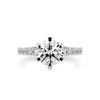 1.5 Carat Round Cut Pave Moissanite Two Tone Engagement Ring