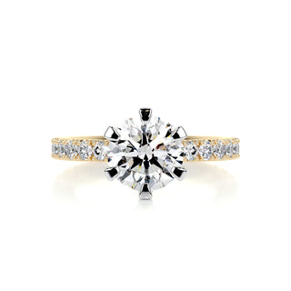 1.5 Carat Round Cut Pave Moissanite Two Tone Engagement Ring