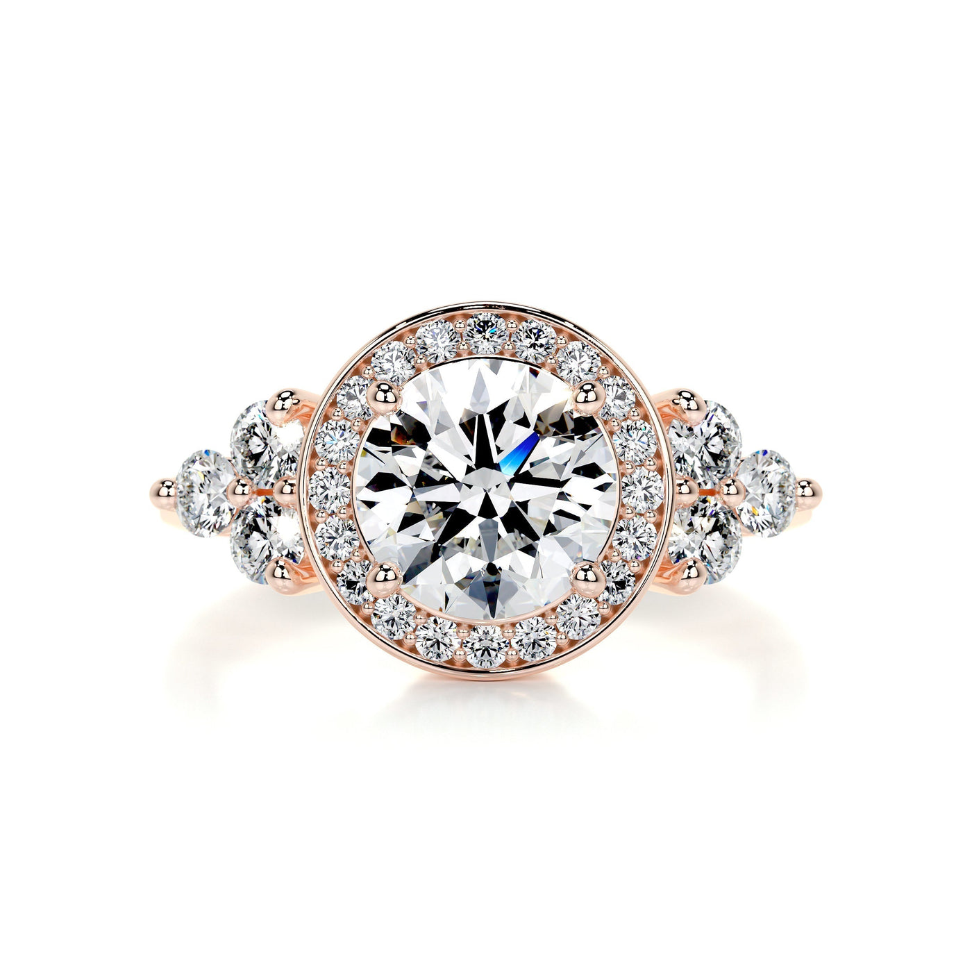 1.5 Carat Round Cut Halo Cluster Moissanite Engagement Ring