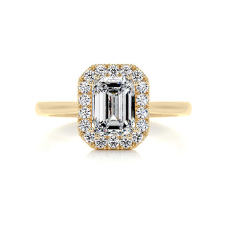 1.0 Carat Emerald Cut Halo Moissanite Engagement Ring