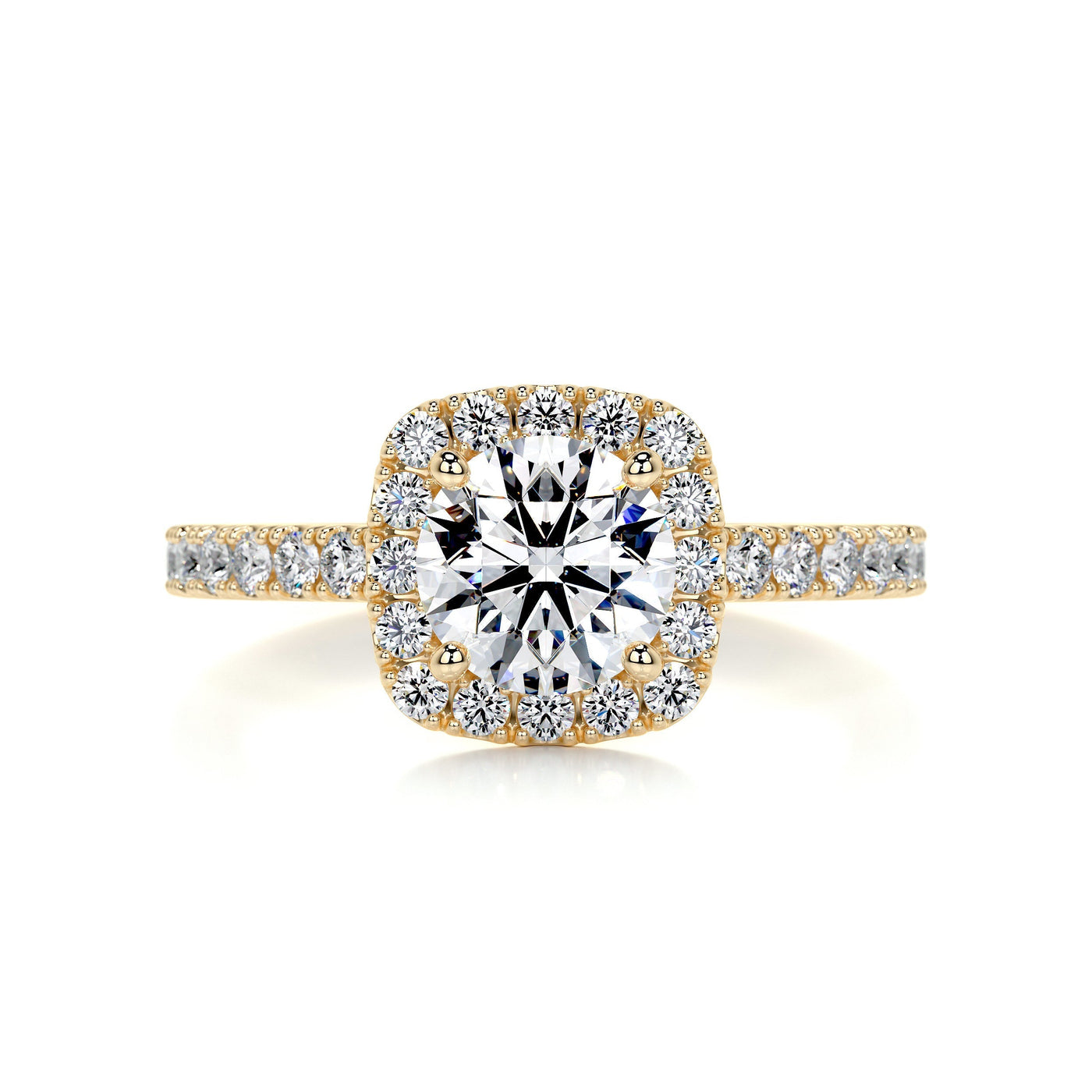1.60 Carat Round Halo Moissanite Cathedral Setting Engagement Ring