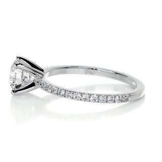 1.0 Carat Round Cut Pave Moissanite Engagement Ring