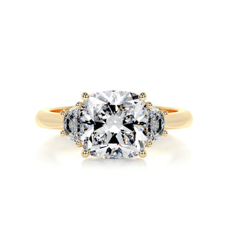 2.50 Carat Cushion Cut 3 stones Moissanite Engagement Ring