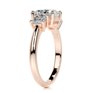 2.98 Carat Cushion Cut 3 Stones Moissanite Engagement Ring