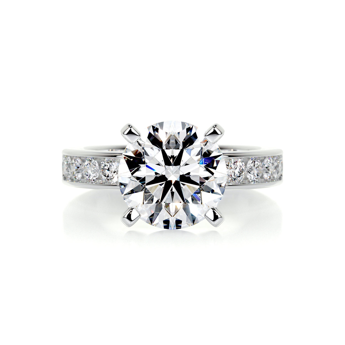 3.0 Carat Round Cut Channel Setting Moissanite Engagement Ring
