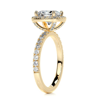 2.50 Carat Cushion Cut Halo Style Moissanite Engagement Ring