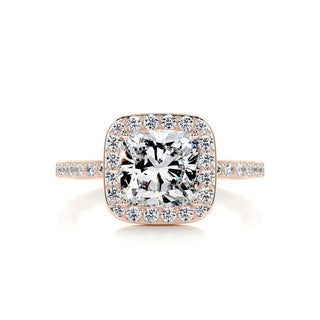 2.0 Carat Cushion Cut Moissanite Halo Style Engagement Ring