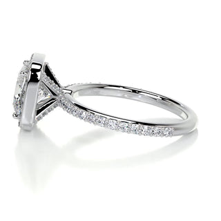 2.0 Carat Cushion Cut Moissanite Halo Style Engagement Ring