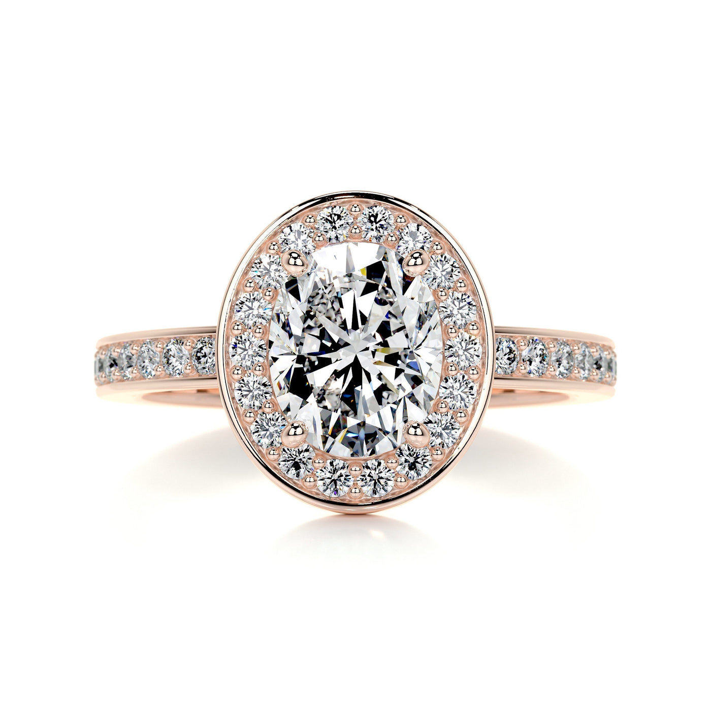 1.30ct Oval Cut Halo Moissanite Engagement Ring