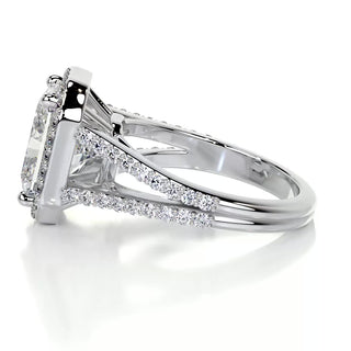 3.50 Carat Radiant Cut Halo Style Moissanite Twisted Engagement Ring