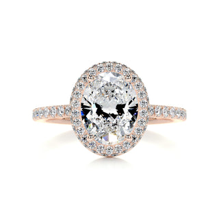 2.0 Carat Oval Cut Halo Style Moissanite Engagement Ring