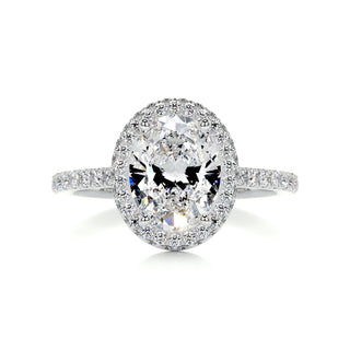 2.0 Carat Oval Cut Halo Style Moissanite Engagement Ring