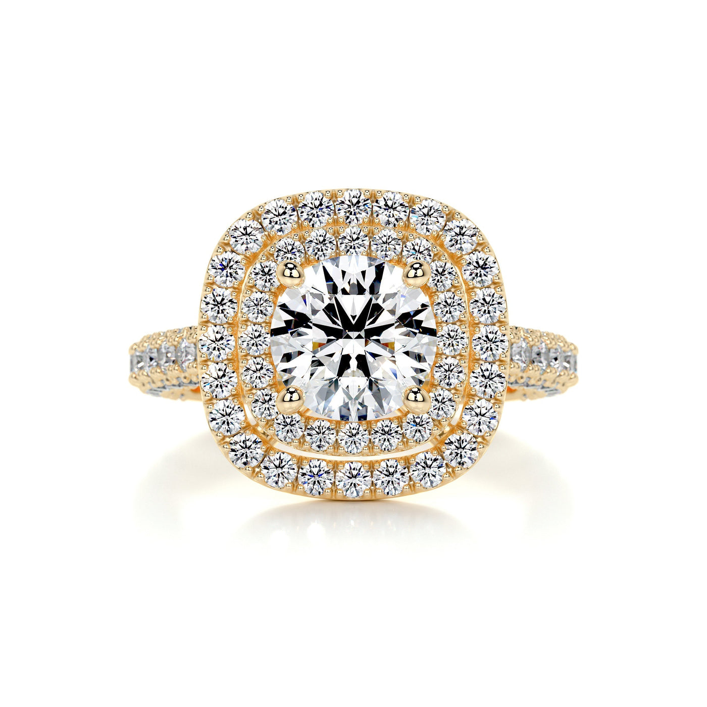 1.0 Carat Round Cut Double Halo Moissanite Engagement Ring