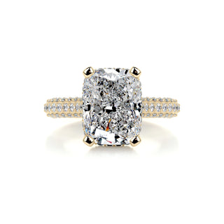 3 Carat Elongated Cushion Cut  Moissanite Hidden Halo 3 Side Pave Diamond Engagement Ring