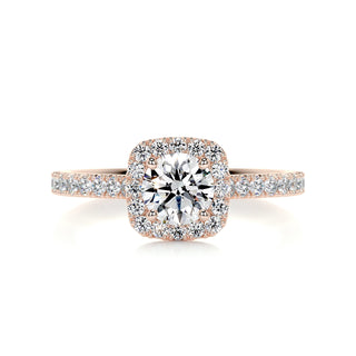 1.10ct Round Cut Halo Moissanite Diamond Engagement Ring