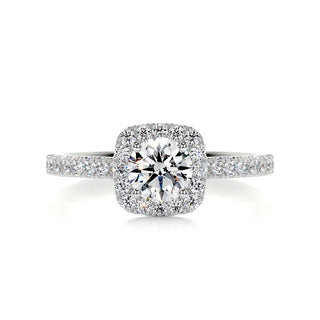 1.10ct Round Cut Halo Moissanite Diamond Engagement Ring