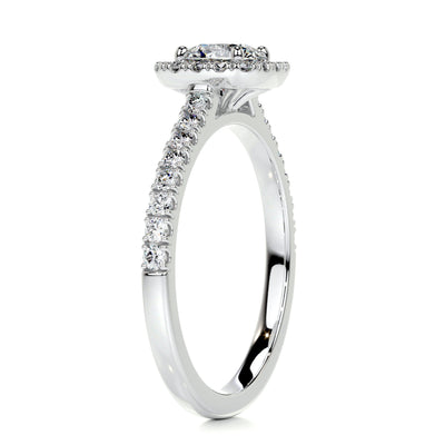 1.10ct Round Cut Halo Moissanite Diamond Engagement Ring