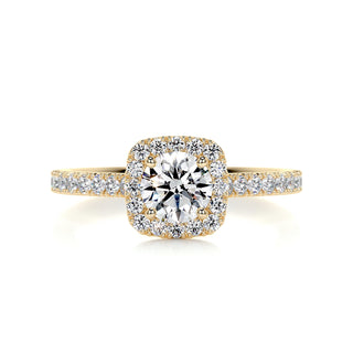 1.10ct Round Cut Halo Moissanite Diamond Engagement Ring