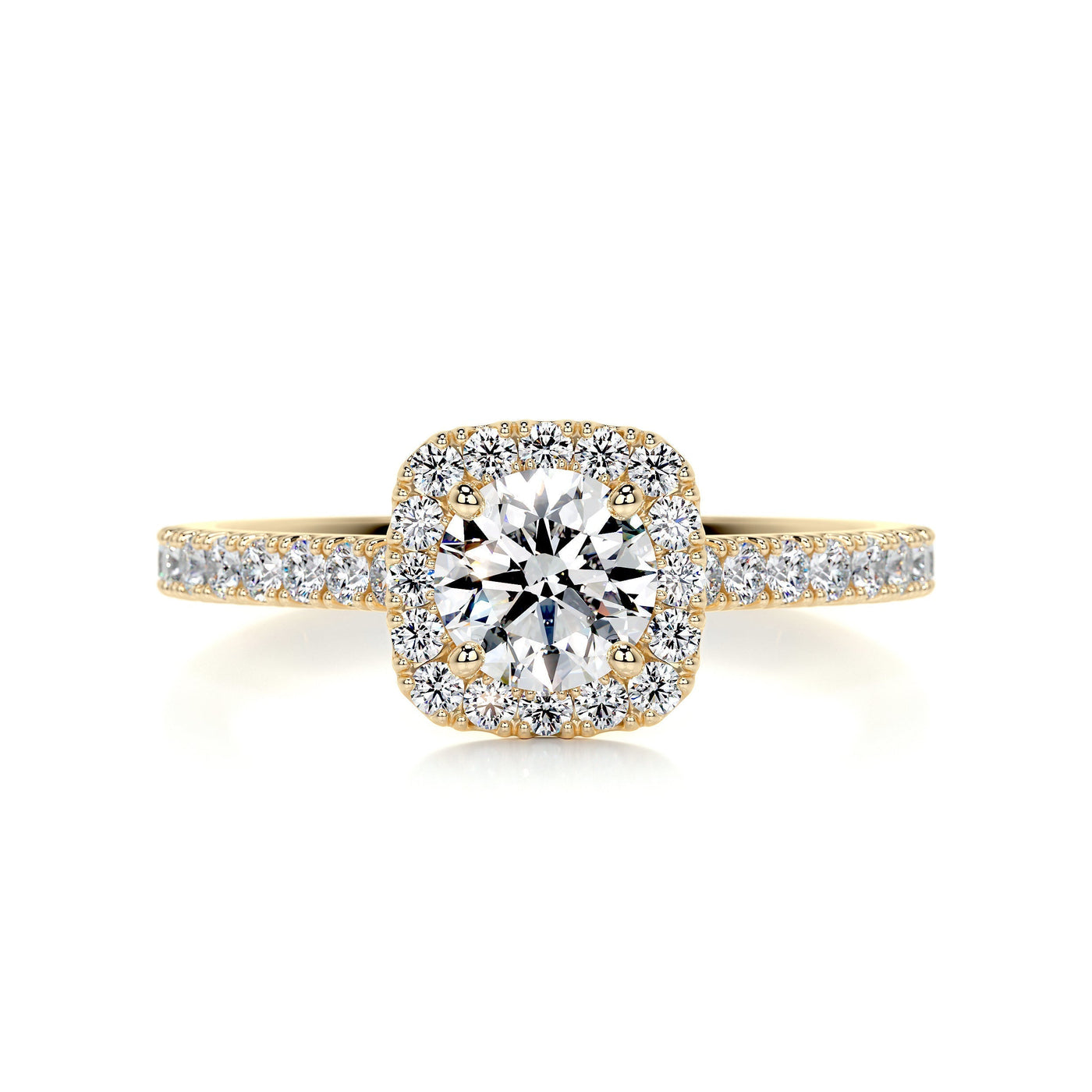 1.10ct Round Cut Halo Moissanite Diamond Engagement Ring