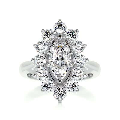 1.0 Carat Marquise Halo Moissanite Solitaire Engagement Ring
