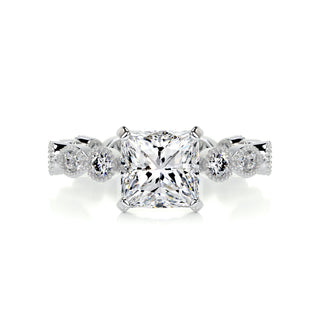 2.0 Carat Princess Cut Pave Moissanite Engagement Ring