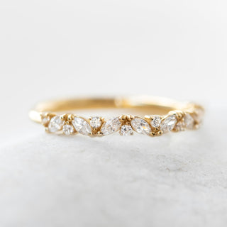 Marquise & Round Cut Half Eternity Wedding Band