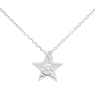 Round Cut Moissanite Diamond Star Necklace for Women