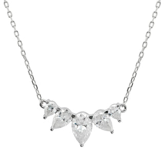 Pear Cut Moissanite Diamond Five Stone Necklace for Her