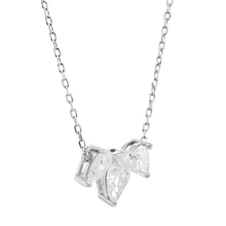 Pear Cut Moissanite Diamond Three Stone Necklace for Women