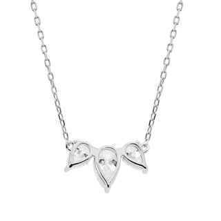 Pear Cut Moissanite Diamond Three Stone Necklace for Women