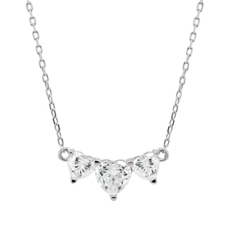 Heart Cut Moissanite Diamond Three Stone Necklace for Women